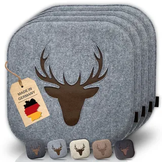 kontor28® - Sitzkissen Filz handgefertigt Made IN Germany | Sitzkissen Stuhl 37,5 x 37,5 cm aus rPET-Filz weiche und robuste Polsterung | Sitzauflage Stuhl für In- und Outdoor | grau 4er-Set