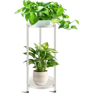 KHayRovies Pflanzenregal Blumenregal, Metall Pflanzenständer Blumenständer, Blumentopfständer Blumentreppe Blumenbank für Innen, Blumenregal Pflanzentreppe für Balkon Wohnzimmer (2 Etagen-Cremeweiß)