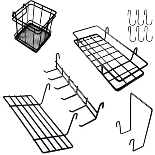 5 Pack Hänge-Korb, Haken-Gestell & Hängeregal StifthalterlHakenablage, Gitterwand-Accessoires,Wandgitter Zubehör für Draht-Gitterwand