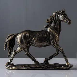 Tierskulptur Pferde Statue Deko 29.3Cm Home Pferd Statue Handwerk Modell Für Privatpersonen Gästezimmer Restaurant Schreibtisch Skulptur Innendekorationen,Bronze