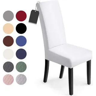 Diwzbyn Stuhlhusse Stuhlhussen Universal Stretch Stuhlbezug Stuhlüberzug 7 Farbe weiß