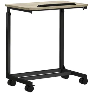 Homcom Beistelltisch Höhenverstellbar Eiche Beige 55 x 36 x 62,5-82,5 cm