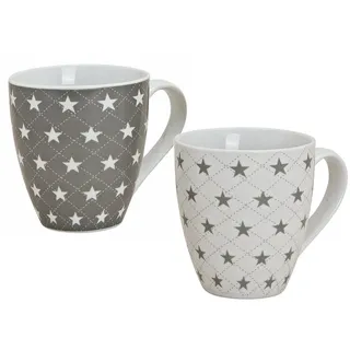 Spetebo Kaffeetasse 0,45 l Grau-Weiß 2 St.