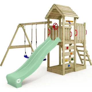 Wickey Spielturm MultiFlyer mit Holzdach Pastellgrün