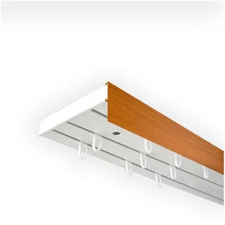 SN DECO GROUP Gardinenschiene Vorhangschiene SH mit Blende, 3-läufig, Fixmaß, mit Bohren, verschraubt, Kunststoff rot 120 cm x 8,95 cm