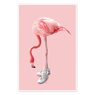 Posterlounge Sneaker-Flamingo Poster | 60 x 90 cm von Jonas Loose Pastell Wandbilder Wanddeko