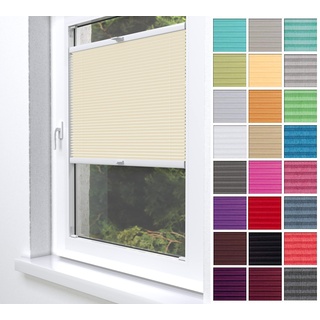Home-Vision® Premium Plissee Faltrollo ohne Bohren zum Kleben Innenrahmen Blickdicht Sonnenschutz Jalousie für Fenster & Tür (Creme-Vanille, B30 x H100cm)