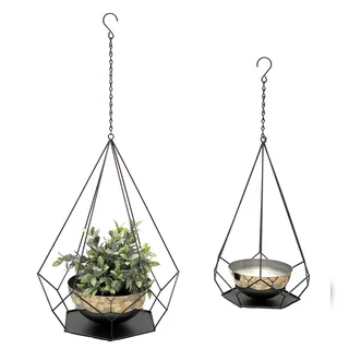 DanDiBo Ambiente Blumenampel 2er Set 6 Ecken Innen Metall 96095 Schwarz