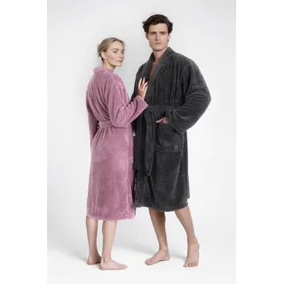 Unisex-Bademantel OTTO HOME "Lillou Kimono, ideal für Sauna & Spa, Hotelbademantel, Morgenmantel" Gr. M, grau (anthrazit), L:110cm, Microfaser, Hausmäntel, kuschelig weicher Fleece, plüsch, für Damen und Herren, XS-3XL