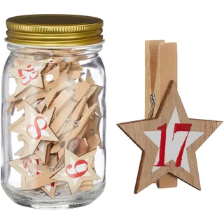 Adventskalender DIY Bastelset │ Häuser Zahlensticker Karten Wichtel Socken │ Weihnachten Adventszeit Kalender (1x Adventskalender Klammern)