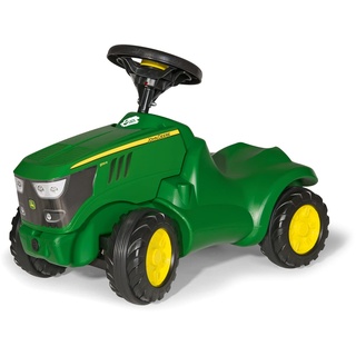 Rolly Toys 132072 Traktor Minitrac John Deere 6150R, Babyrutscher, Motorhaube öffenbar, Ablagefach unter Motorhaube, Lenkrad mit Hupe (für Kinder ab 1,5 Jahren, Farbe: Grün)