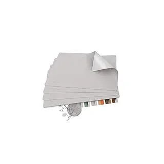 Sølmo Designer Tischset aus PU-Leder - Hitzebeständig Zweifarbig - 4er Platzset Abwischbar, Platzdeckchen für Kinder (Lilac Grey/Silver)