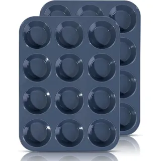 SUPER KITCHEN 2 Stück Große Muffinform Aus Silikon Für 12 Muffins, Antihaft Muff