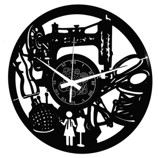 Instant Karma Clocks Wanduhr aus Vinyl Schallplattenuhr mit Maschine zum Nähen von Frauen Liebhaber Motiv Kunstuhr Geschenk