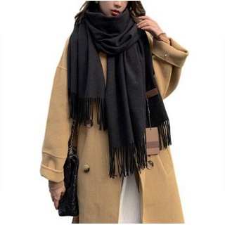 FIDDY Halstuch Warmer dicker Schal für Damen in einfarbiger Farbe, (1-St) schwarz