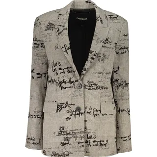 Moderner Grauer Damenblazer mit Muster und 2 Knöpfen - Grau - S