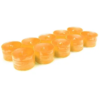 10 original Dänische 8 Stunden Teelichter ohne Duft im Acryl-Cup farbig durchgefärbt sonnen gelb