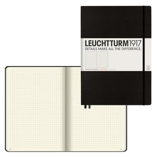 Leuchtturm1917 Notizbuch 327366 Master, A4, gepunktet, 116 Blatt, schwarz, Hardcover