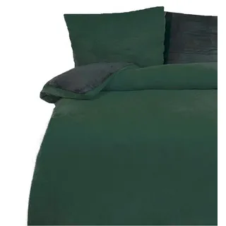 Leonado Vicenti Bettwäsche Winter Teddy Plüsch Cashmere Touch, Fleece, 3 teilig, flauschig warmes Nicky-Teddy-Plüsch, Einfarbig grün