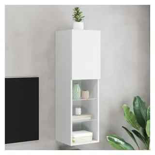 vidaXL TV-Schrank mit LED-Leuchten 30,5x30x102 cm Weiß Glas/Holz/Holzwerkstoff