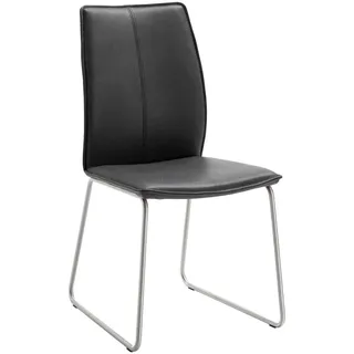 Dieter Knoll Stuhl, Anthrazit, Edelstahl, Metall, Leder, Echtleder, Anilinleder, Vintage-Leder, Kufe, rund, 46x93x57 cm, Lederauswahl, Stoffauswahl, Gestellauswahl, Esszimmer, Stühle, Esszimmerstühle, Lederstühle