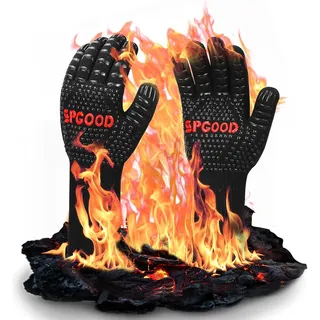 SPGOOD Grillhandschuhe (L/XXL) hitzebeständig 800 Grad feuerfeste Handschuhe