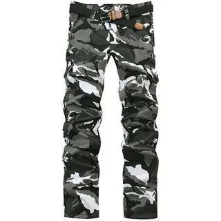 ShiFan Thermohose Herren Cargo Arbeit Camo Hose Outdoor Camping Wandern Gefütterte Hosen Camouflage 32