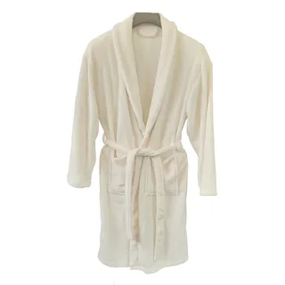 Bademantel Unisex Microfaser Saunamantel Morgen Supersoft Fleece Cashmere Touch Mantel Damen & Herren viele Farben und Größen (DE/NL/SE/PL, Alphanumerisch, L, XL, Regular, Regular, Creme) - L-XL