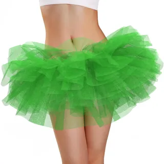 Phantomon Tutu-Rock für Damen, Teenager, klassisch, elastisch, 5 Schichten, Tüll, Ballettrock, 1950er Vintage-Stil, kurzer Rock, Erwachsene Größe, Grün, Einheitsgröße - Einheitsgröße