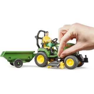 Bruder 62104 - Aufsitzrasenmäher mit Anhänger und Gärtner mehrfarbig 1:16