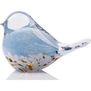 WUBIANJIE Handgeblasene Glas-Vogelstatue, Sammlerstück, Tierkunst, Briefbeschwerer, Wohnzimmer, Schlafzimmer, Bücherregal, Couchtisch, kleine Ornamente, Regal, Heimdekoration (Blau)