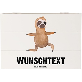 Mr. & Mrs. Panda 22 x 15 cm Personalisierte Holzkiste Faultier Yoga - Personalisierte Geschenke, Truhe Personalisiert, Krieger, Truhe mit Namen,