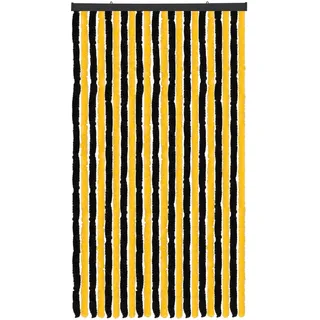 Arsvita Flauschvorhang Türvorhang (100x200 cm) in Schwarz-Gelb als Insektenschutz für Balkon, Terrasse oder Wohnmobil, Wohnwagen, Pavillon