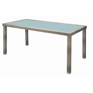 Polyrattan Premium Gartentisch  205x100cm elfenbein Esstisch Garten Glas Tisch