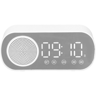 Digitaler Radiowecker, Bluetooth V5.0, HiFi Lautsprecher, Spiegeluhr, Zwei Alarme, Snooze, UKW Radio, Micro USB Akku, 1600 MAh, Nachttischuhr für Schlafzimmer