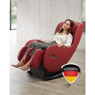 WELCON EASYRELAXX Massagesessel Rot mit L-Shape, Knet- & Klopfmassage | Elektrischer Sessel mit 4D Massage, Luftdruckmassage, Zero Gravity Relaxsessel