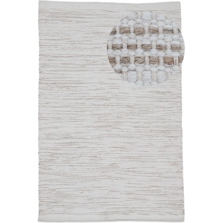 carpetfine Wollteppich Mona Creme 140x200 cm | Moderner Teppich für Wohn- und Schlafzimmer
