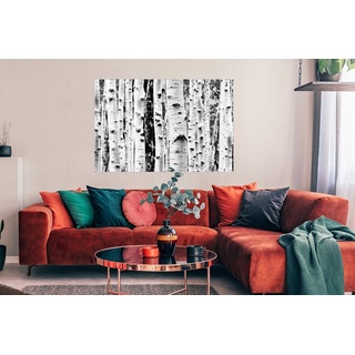 MuchoWow Poster Bäume - Holz - Schwarz und weiß - Natur, (1 St), Bild für Wohnzimmer, Schlafzimmer, Wandposter, Ohne Rahmen, Wanddeko bunt Rechteckig - 120 cm x 90 cm