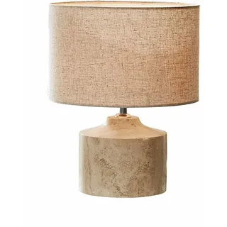 LOBERON Tischlampe Caleneuve - Natürlicher Charme - Schlichtes Design - Tischleuchte - Wohnaccessoires - Travertin - Leinen, beige