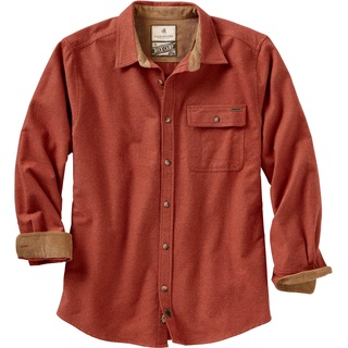 Legendary Whitetails Buck Camp Herren-Flanellhemd, langärmelig, warmes Herrenhemd mit Knopfleiste, Freizeithemd mit Kordsamt-Ärmelbündchen, Herbst- und Winterkleidung, rot-orange (Barnwood Heather),