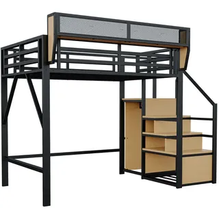 stilvora Hochbett 140 x 200 cm Metall schwarz