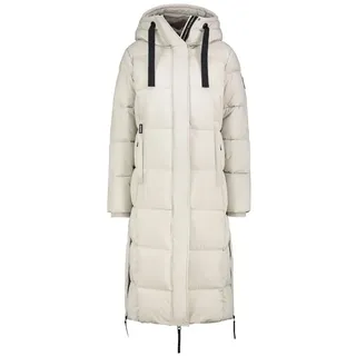 Sublevel Damen Steppmantel lang mit großer Kapuze light-beige XL - XL