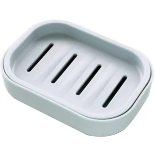 Seifenschale, blauer Kunststoff, doppelter Seifenhalter mit Drainage, für Badezimmer, Dusche und hält Seife trocken (quadratisch)