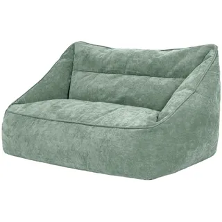 I.C.O.N. Icon Cecilia Sitzsack Sofa, Salbeigrün, Flauschiger Chenille Stoff, 2 Sitzer Sofa für Erwachsene, Riesensitzsack mit Füllung, Bequemer Sessel, Lounge, Wohnzimmer, Deko Wohnzimmer