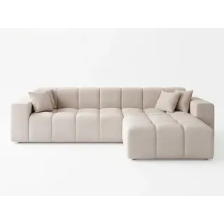 GRAINGOLD Ecksofa Velours 3-Sitzer Beige