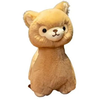 TROYSINC Plüschtier Kuscheltier Weiches Alpaka Kuschelkissen Ideal als Dekokissen, Geschenk oder Dekoration für Zuhause & Auto (23cm,Braun)