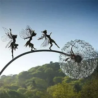 Feen Und Löwenzahn Tanzen Zusammen Feen Und Löwenzahn Tanzen Zusammen Gartenstecker Gartendeko Kunst Rasenornamente Für Draußen Feen Elfen