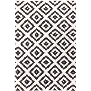 Wollteppich MORGENLAND "Kelim Teppich Masal" Teppiche Gr. B/L: 80 cm x 150 cm, 7 mm, 1,2 m2, 1 St., schwarz (schwarz, weiß) Kelimteppich Orientalische Muster