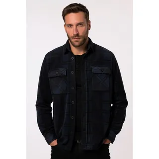 JP1880 Businesshemd Fleece-Karohemd Workwear Langarm Kentkragen blau|schwarz 3XL