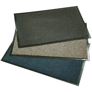 axentia Fußmatte für die Haustür Innen und Außen, Plastik, Anthrazit/beige/blau, 60 x 90 x 0,7 cm, 1 Einheiten